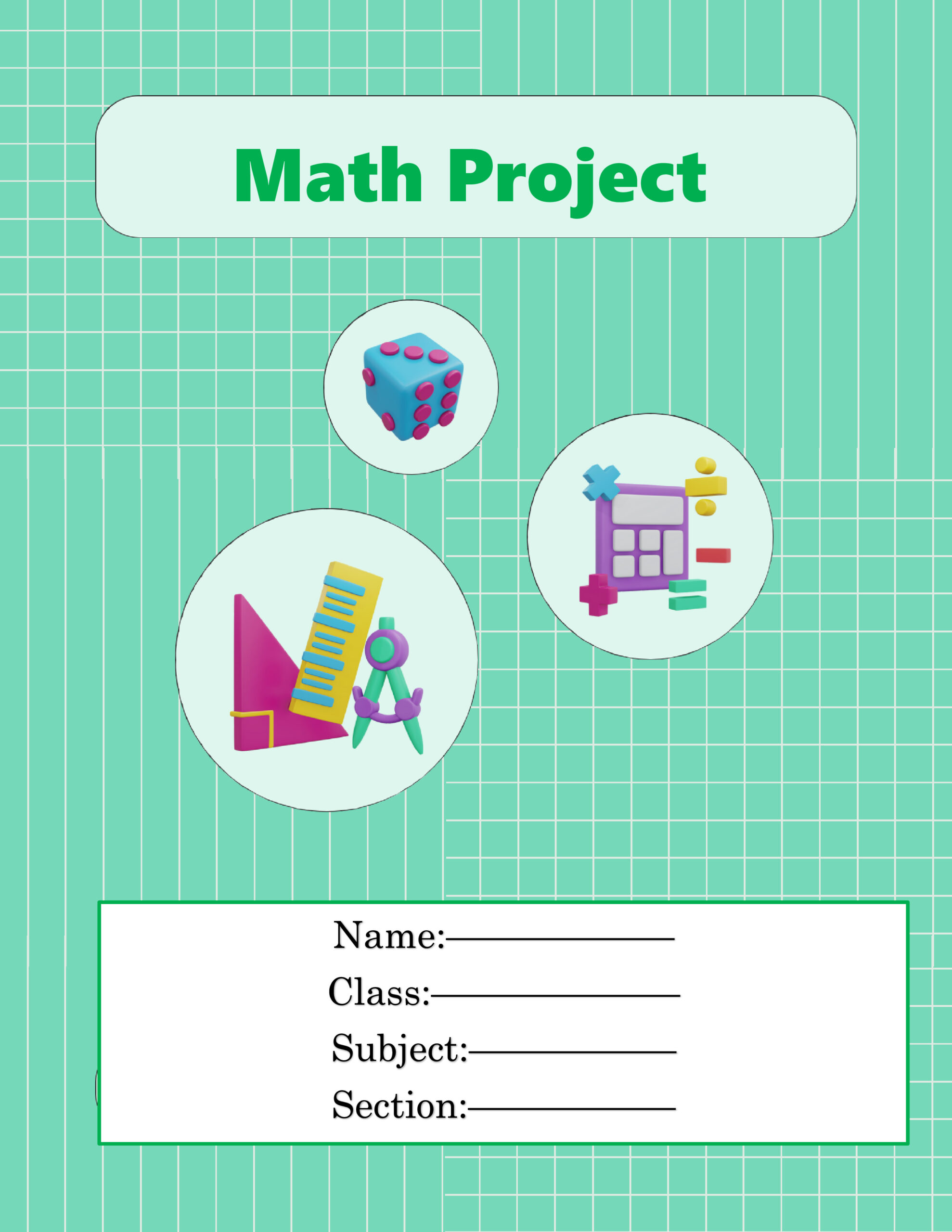 Attractive Math Project Cover Page with Borders