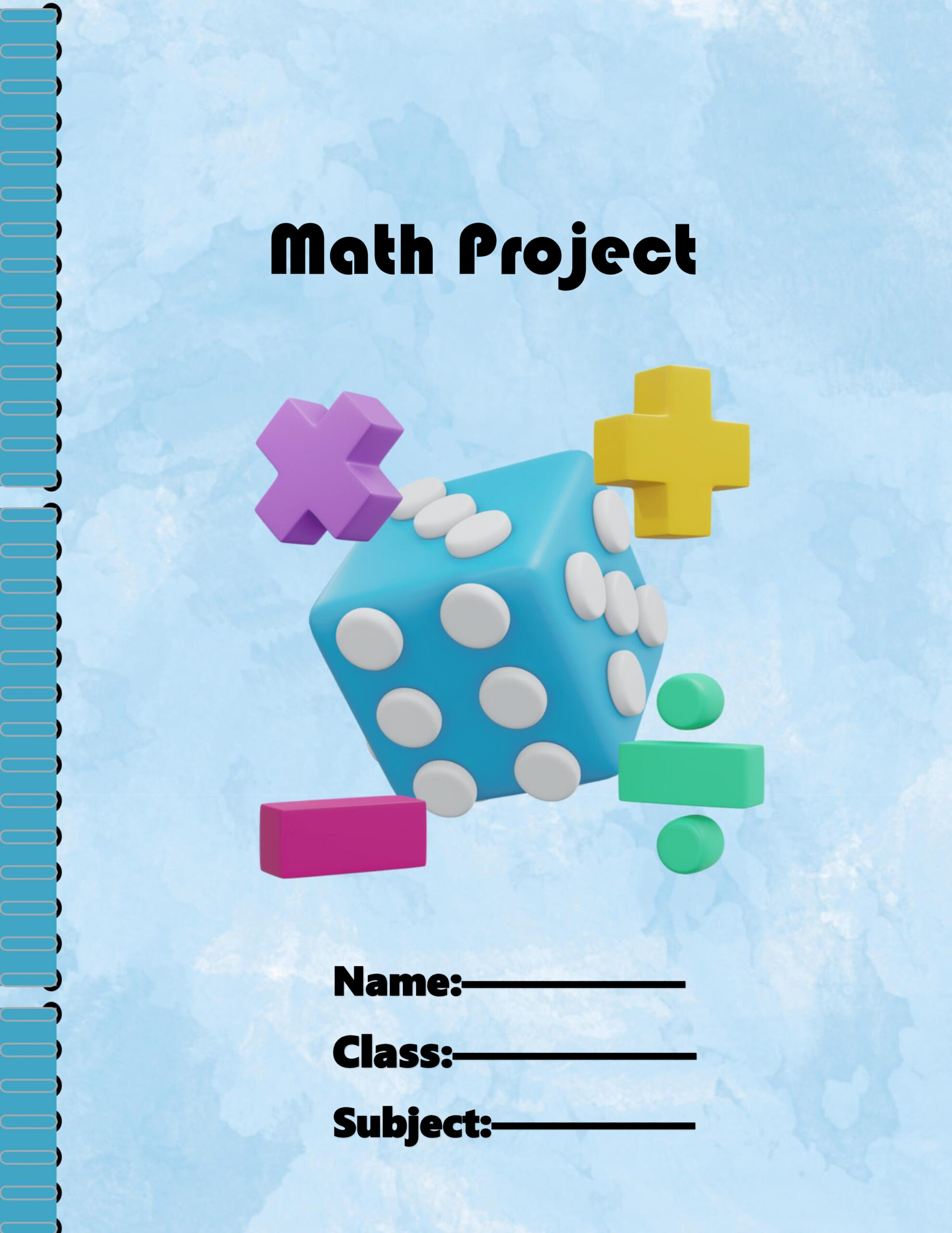 Simple Yet Elegant Math Project Cover Page